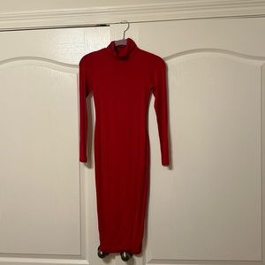 Naked Wardrobe Red Mockneck Bodycon Dress